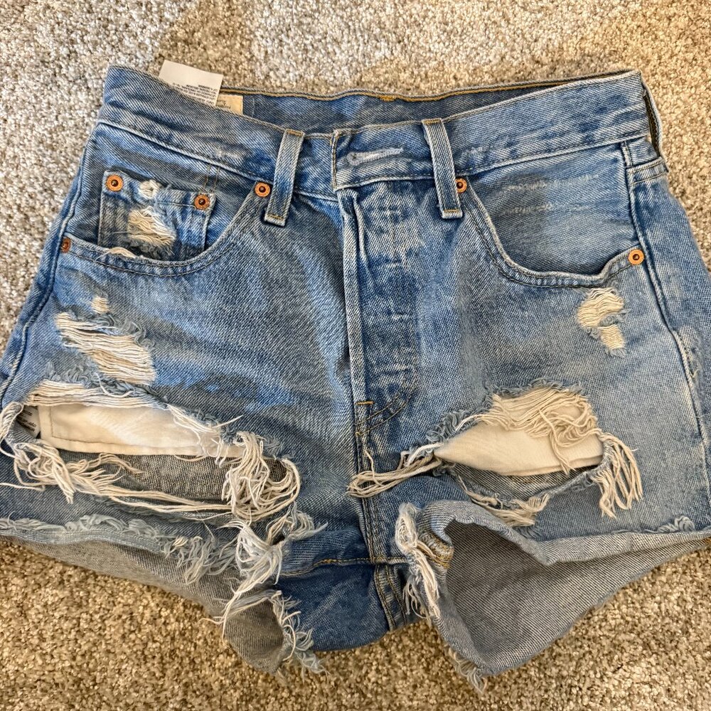 Ripped Levi Jean Shorts